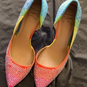 Heels 3inches INC shoes Pink yellow green aqua green  size 6M